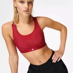 Sweaty Betty Sports Bra Cross Back Ultra Running Support Top VINE RED 34C